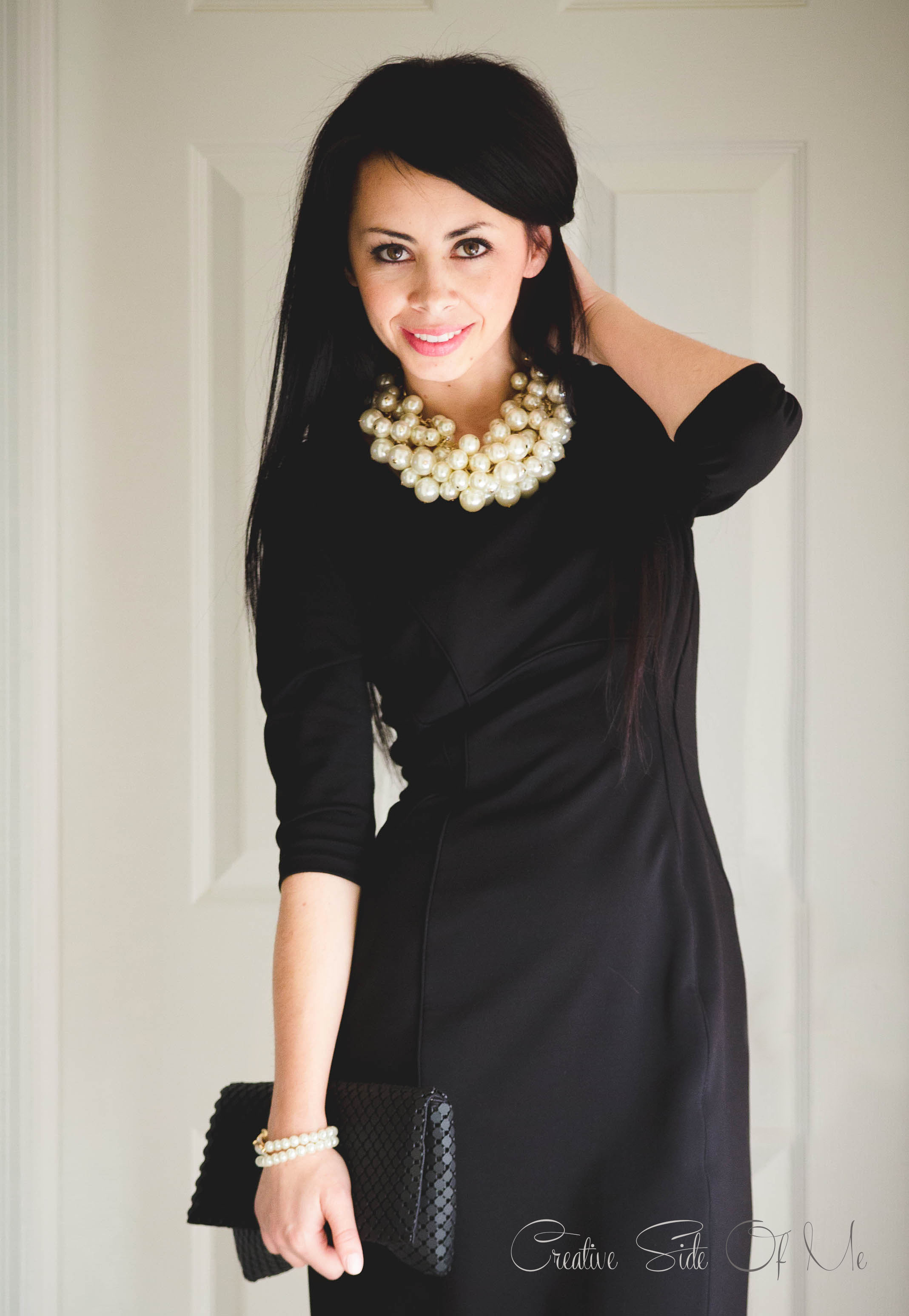 black dresses with pearls on them